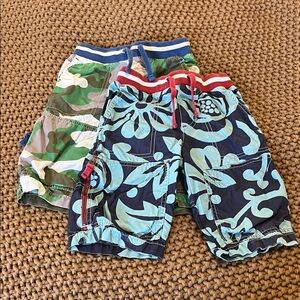 Boys' Mini Boden Shorts - Blue Floral & Green Camo